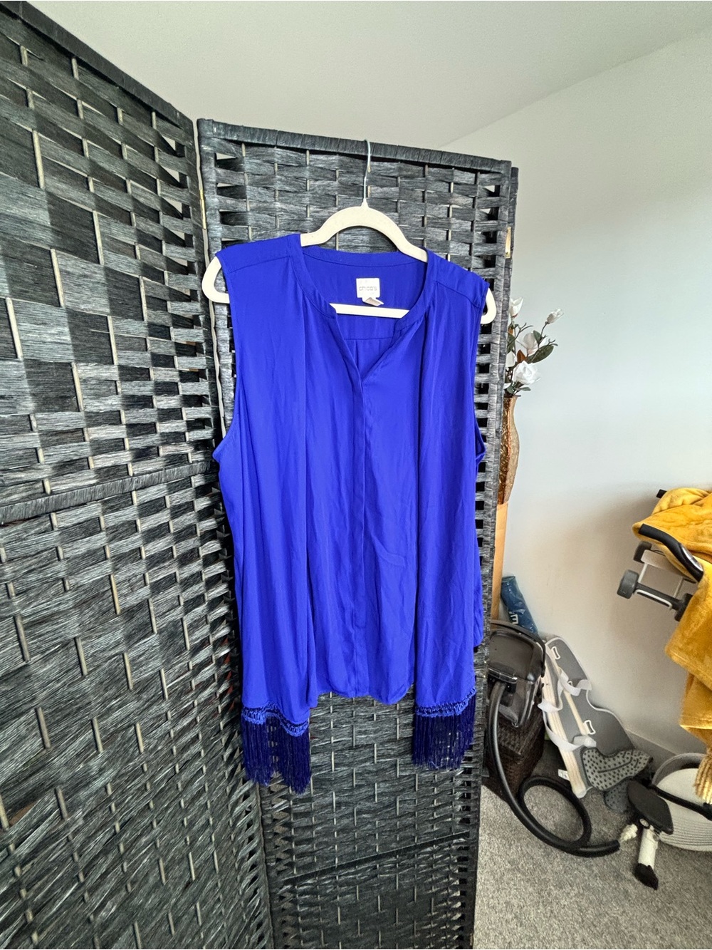 Chico's Royal Blue Sleeveless Fringe Hem Tank
